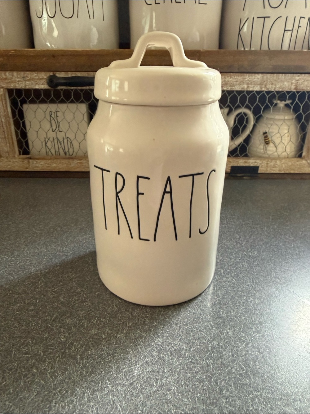 Rae Dunn White 'TREATS' Ceramic Canister